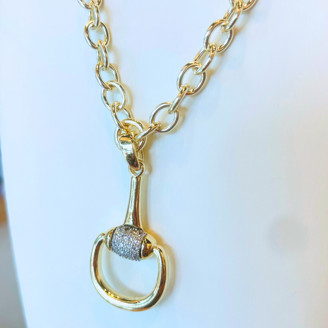 Crystal Horsebit Pendant Necklace