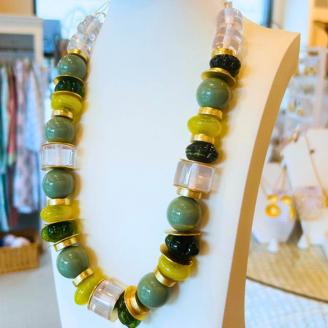 Olive Bead Necklace w/ Spacers