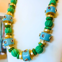 Textured Green Stone Statement Necklace