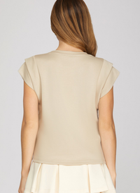 Double Band Sleeve Knit Top