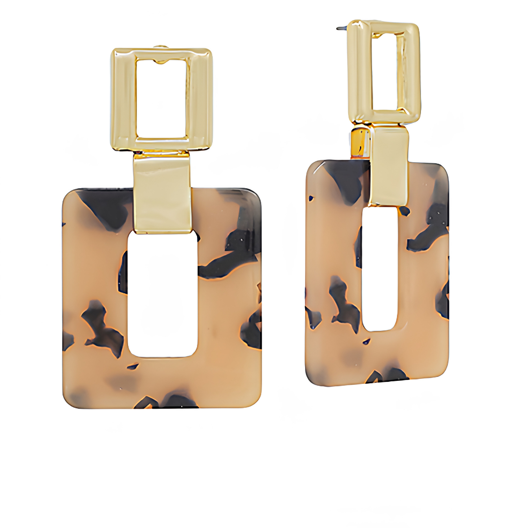 Marbled Square Drop Earrings