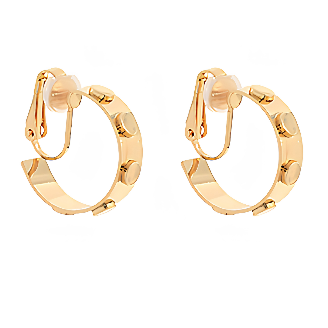 Clip Studded Hoop Earrings