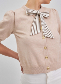 Posey Satin Bow Detail Knit Top