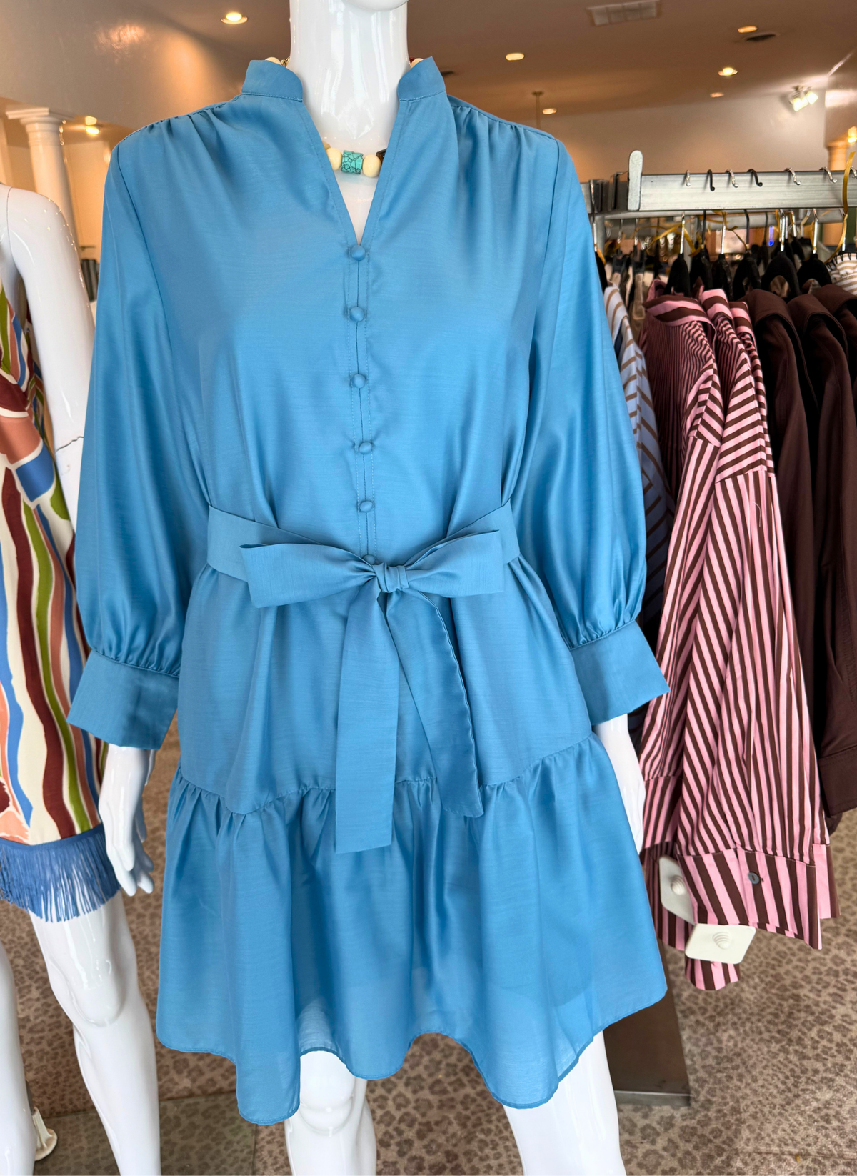 Front Split Buttons Shift Dress