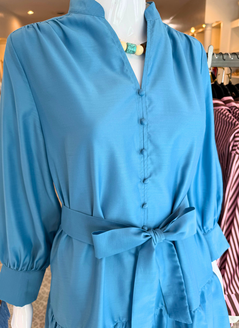 Front Split Buttons Shift Dress