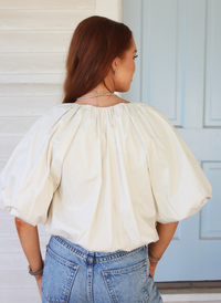 Tie Neck Solid Bubble Hem Top