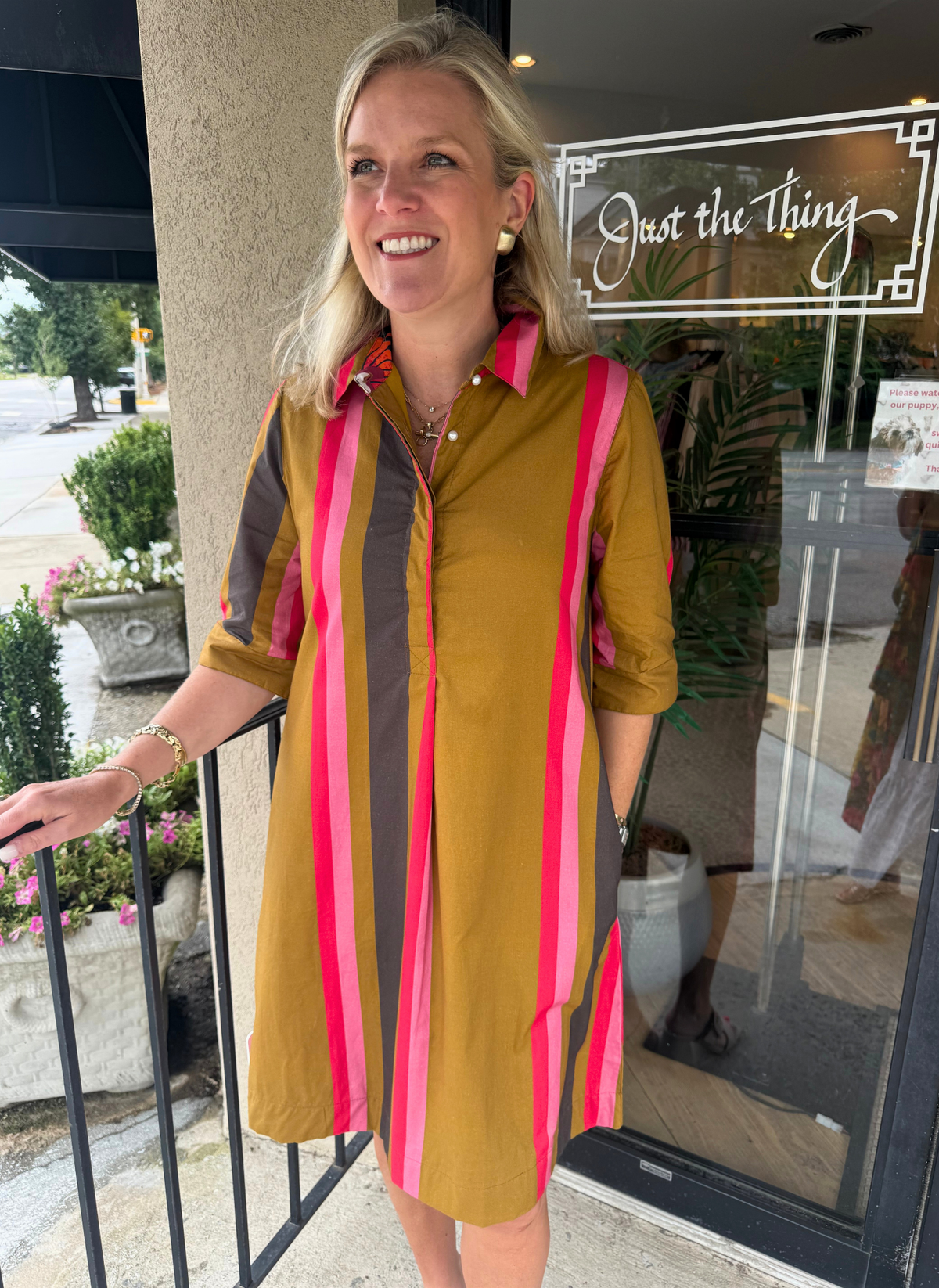 Charlize Dress - Ember Stripe