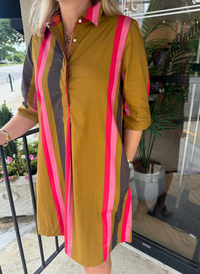 Charlize Dress - Ember Stripe