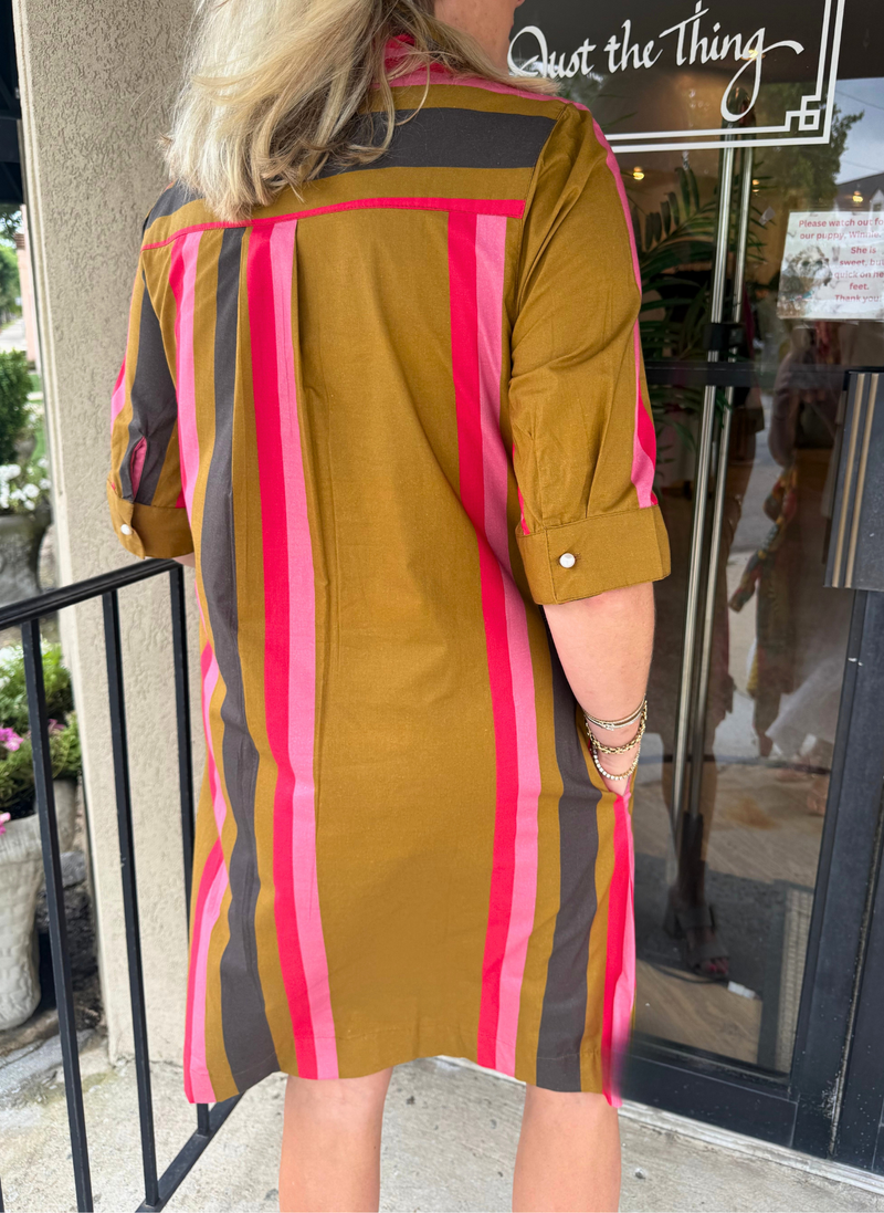 Charlize Dress - Ember Stripe