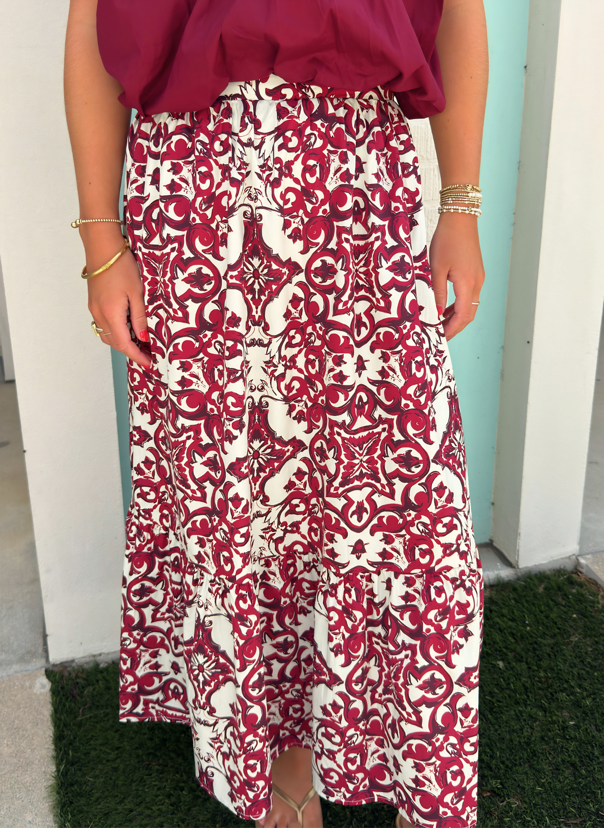 Baroque Tile Maxi Skirt