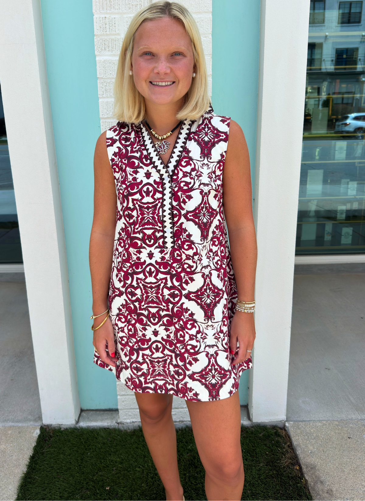 Baroque Tile Sleeveless Dress