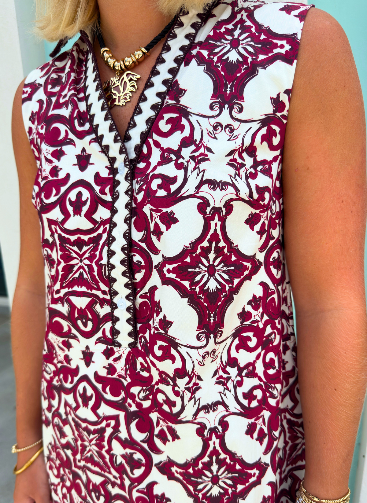 Baroque Tile Sleeveless Dress