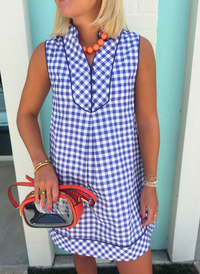 Gingham Sleeveless Shift Dress