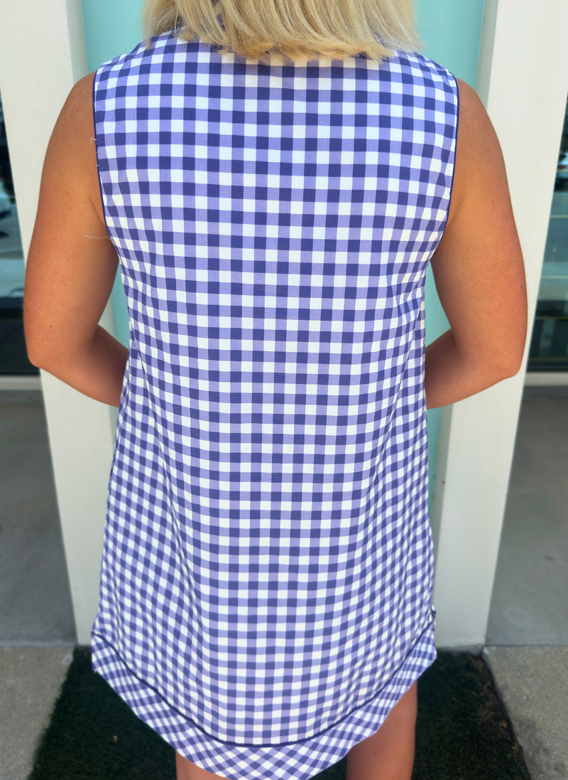 Gingham Sleeveless Shift Dress