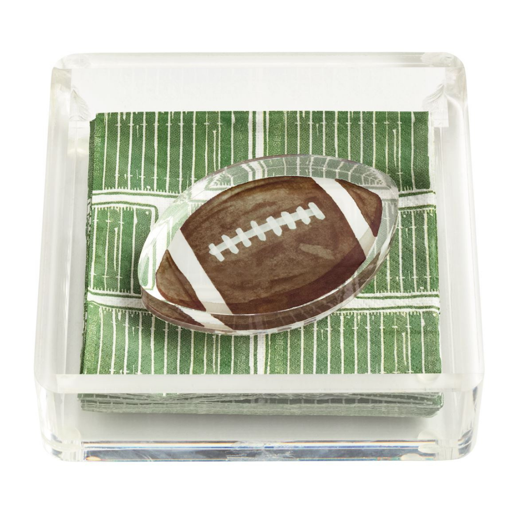 Acrylic Football Napkin Weight Holder Set