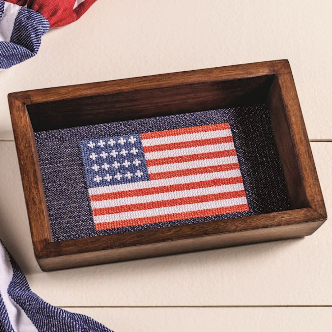 American Flag Needlepoint Valet Tray