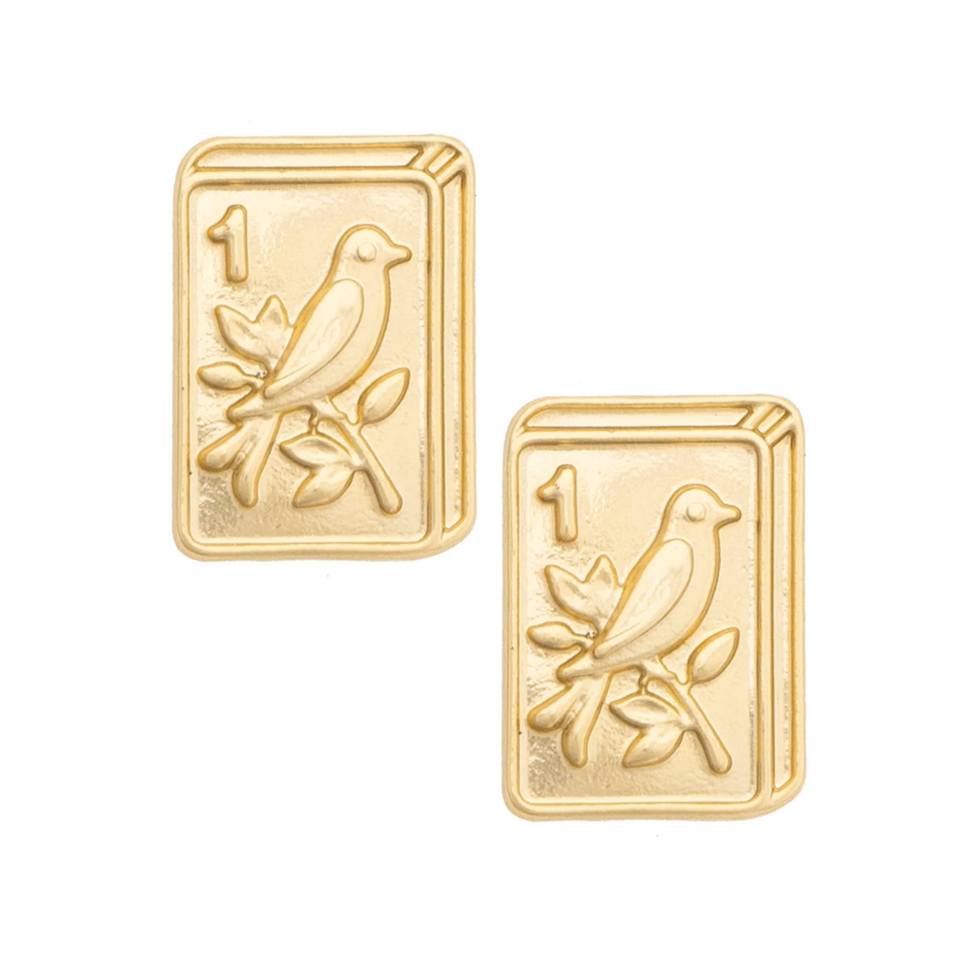 Bird Bam Tile Stud Earrings