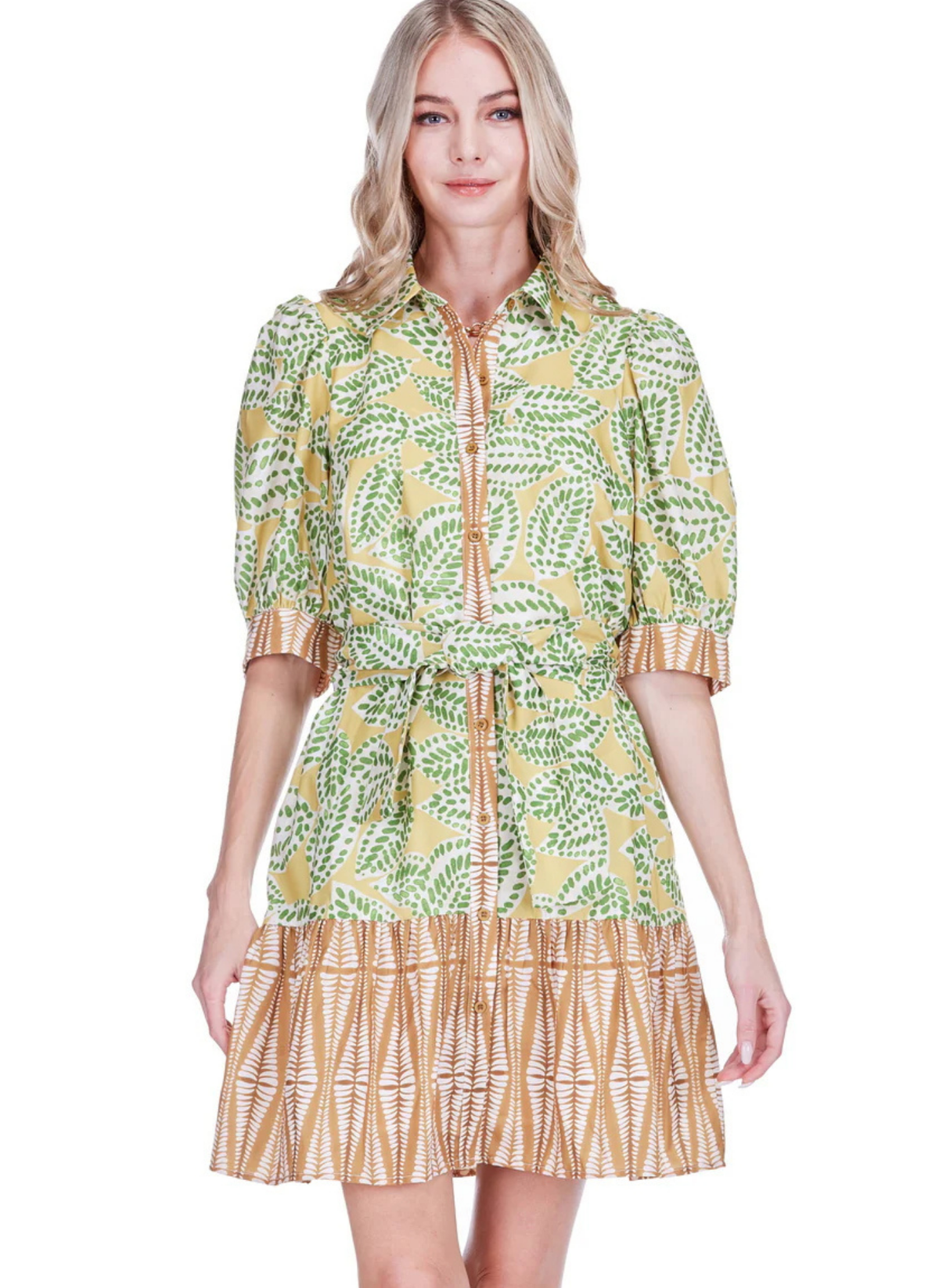 Olive Canopy Ruffle Hem Dress