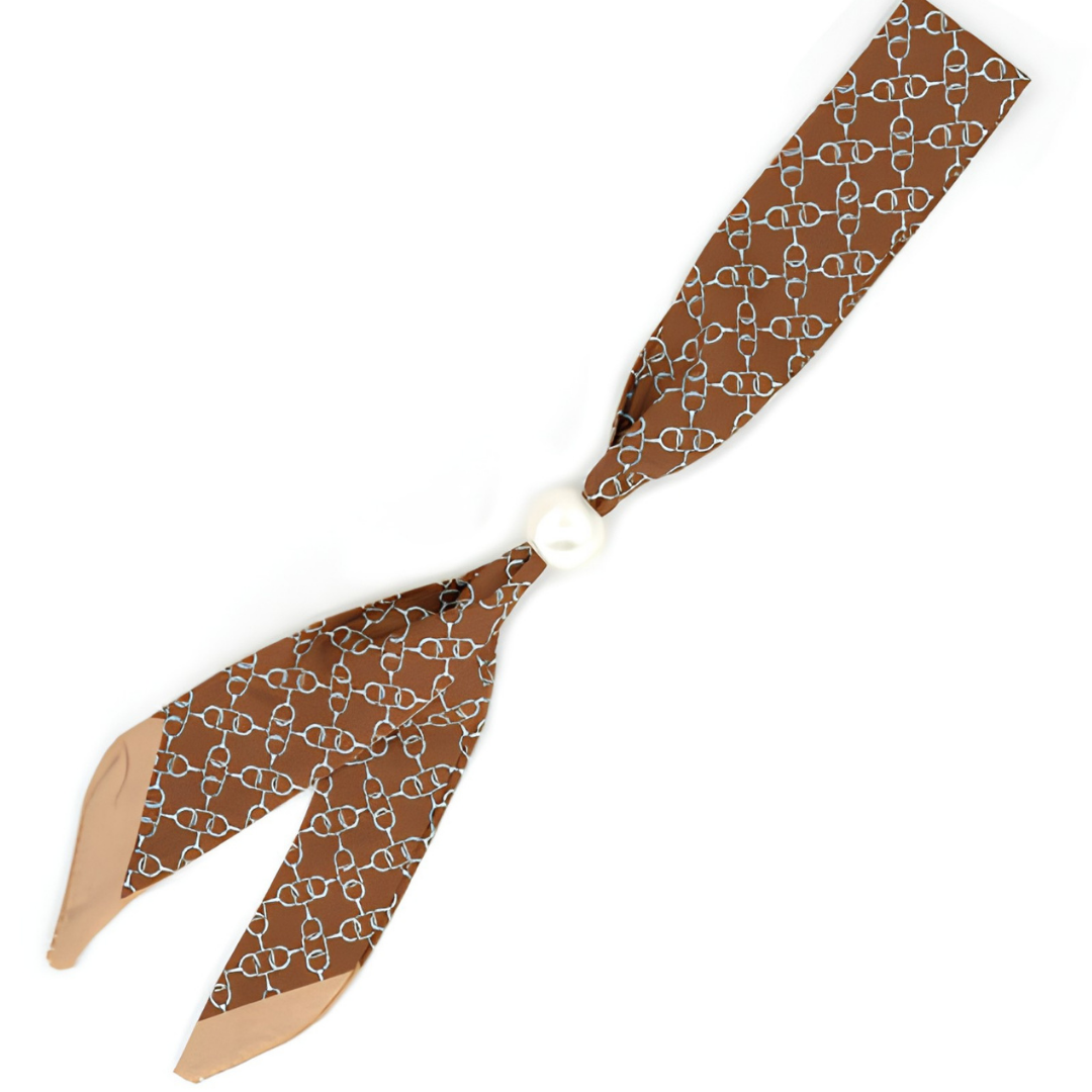 Twilly Scarf Necklace w/ Pearl Slide
