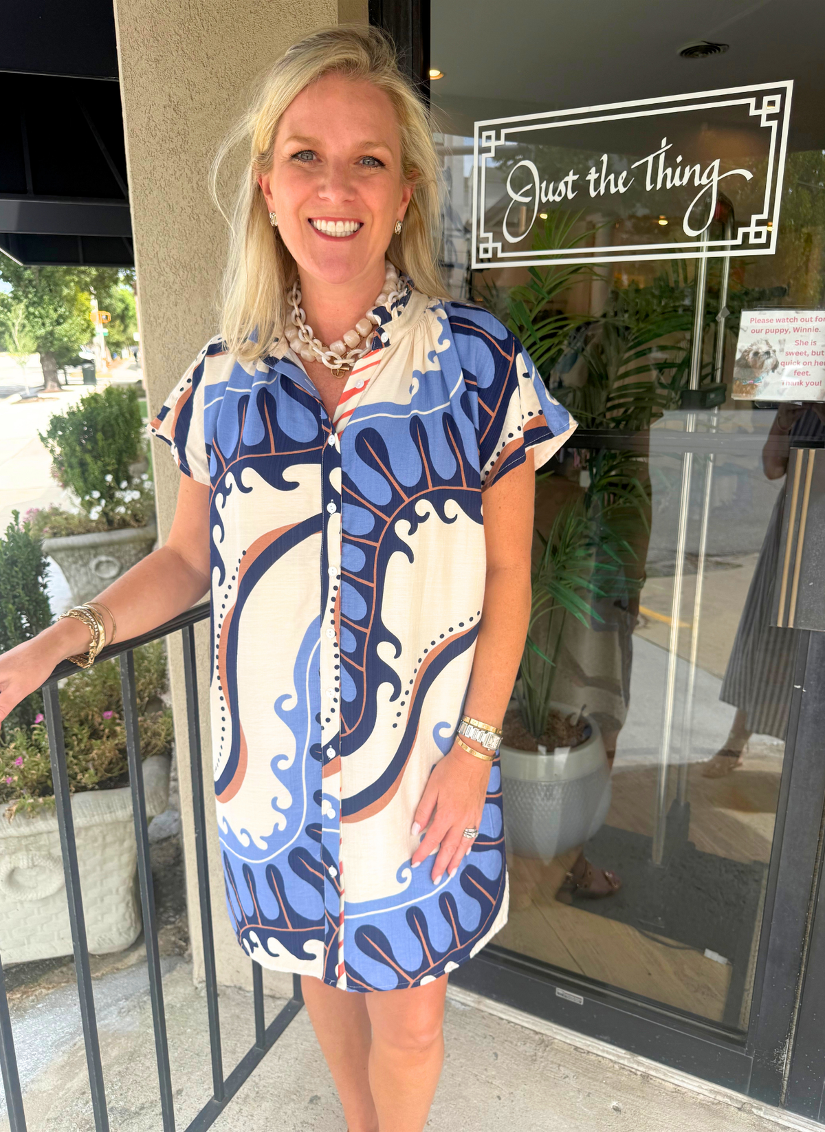 Abstract Pattern Button Up Dress
