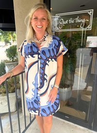 Abstract Pattern Button Up Dress