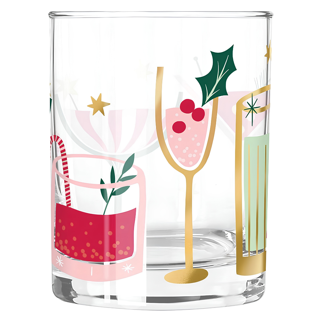 Holiday Drinks DOF Glass