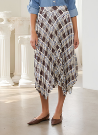 Plaid Handkerchief Pleated Skirt