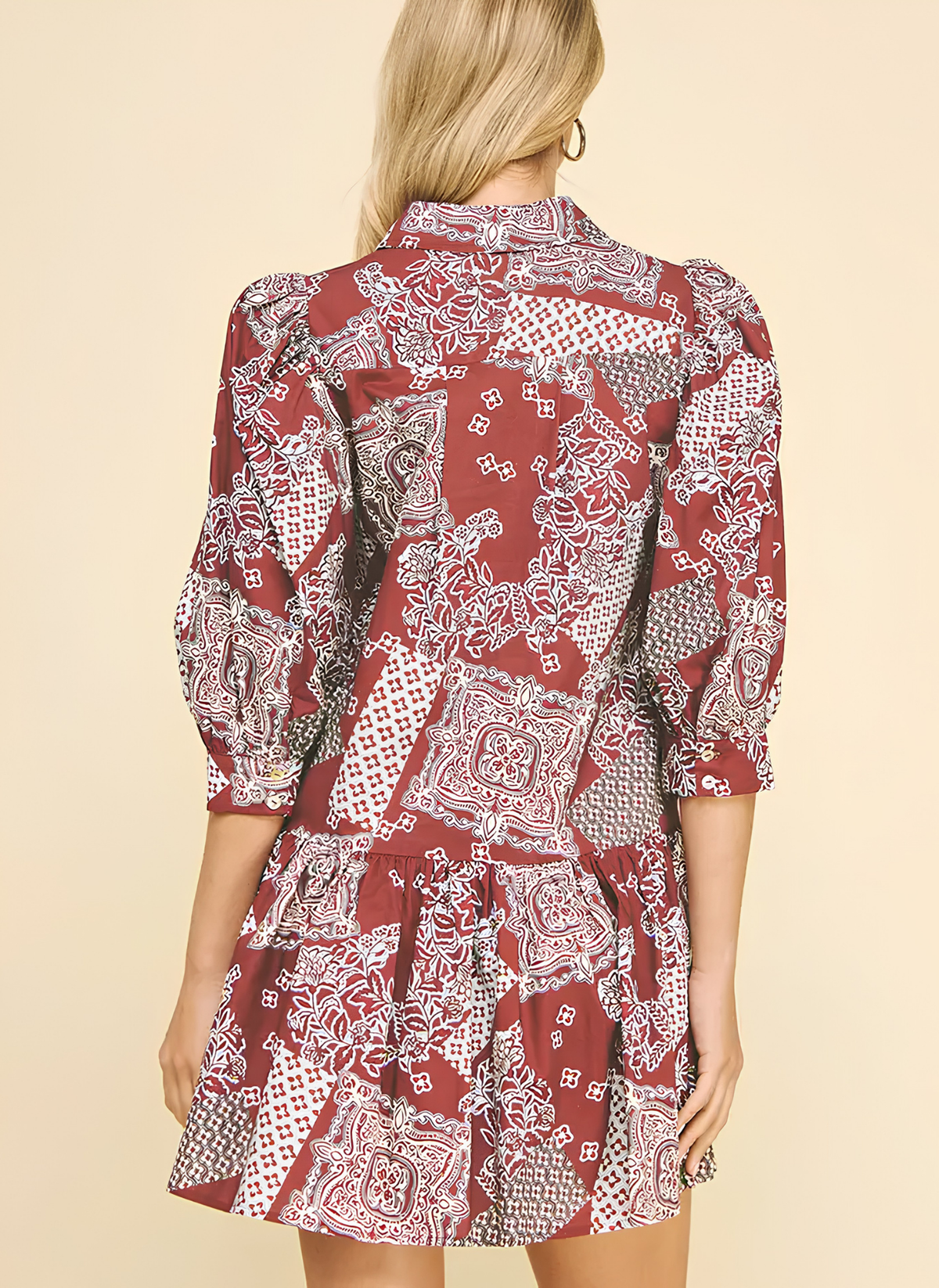 Abstract Patchwork Mini Dress