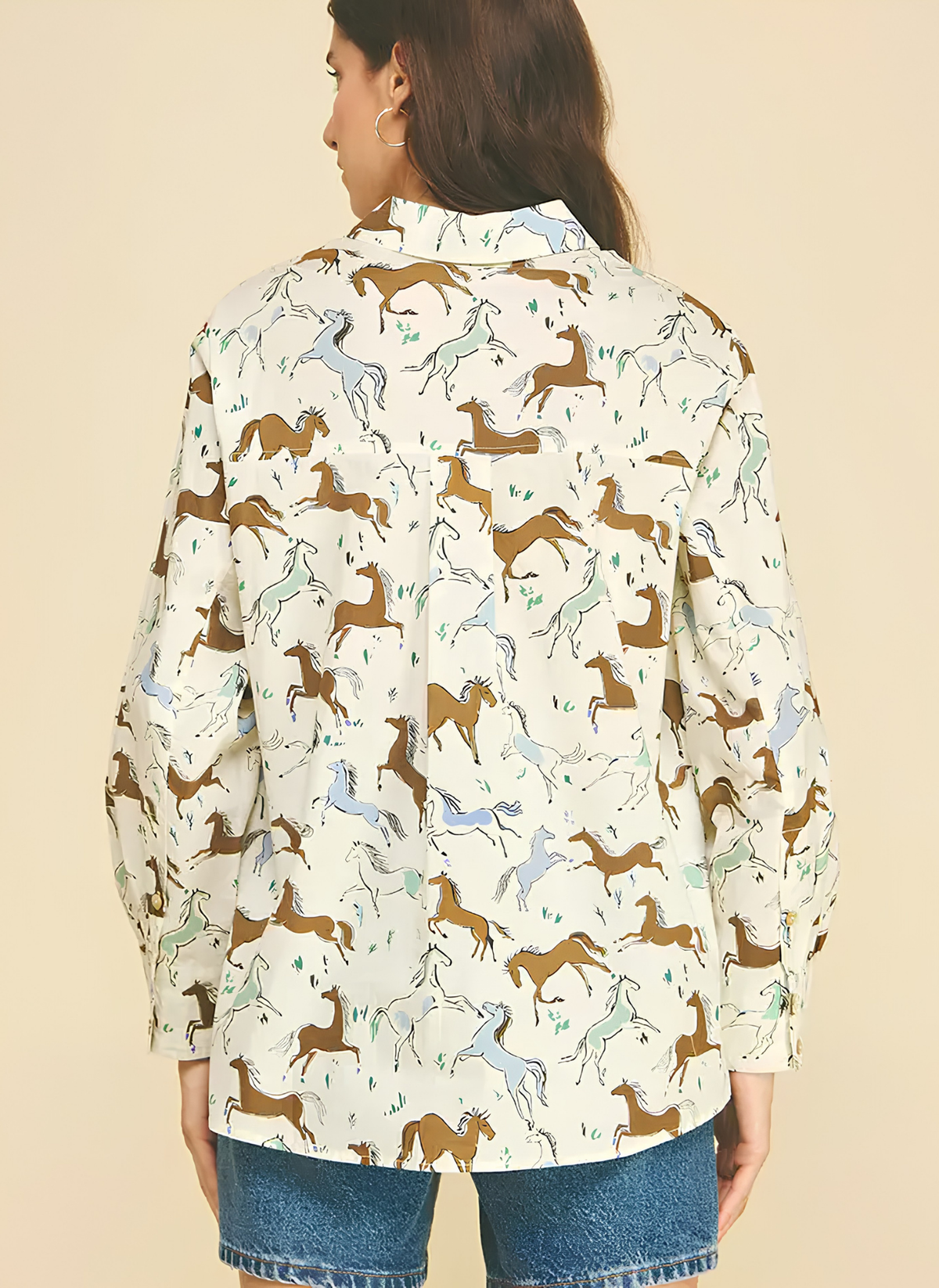 Horse Print Button Down Top