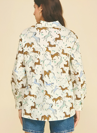 Horse Print Button Down Top
