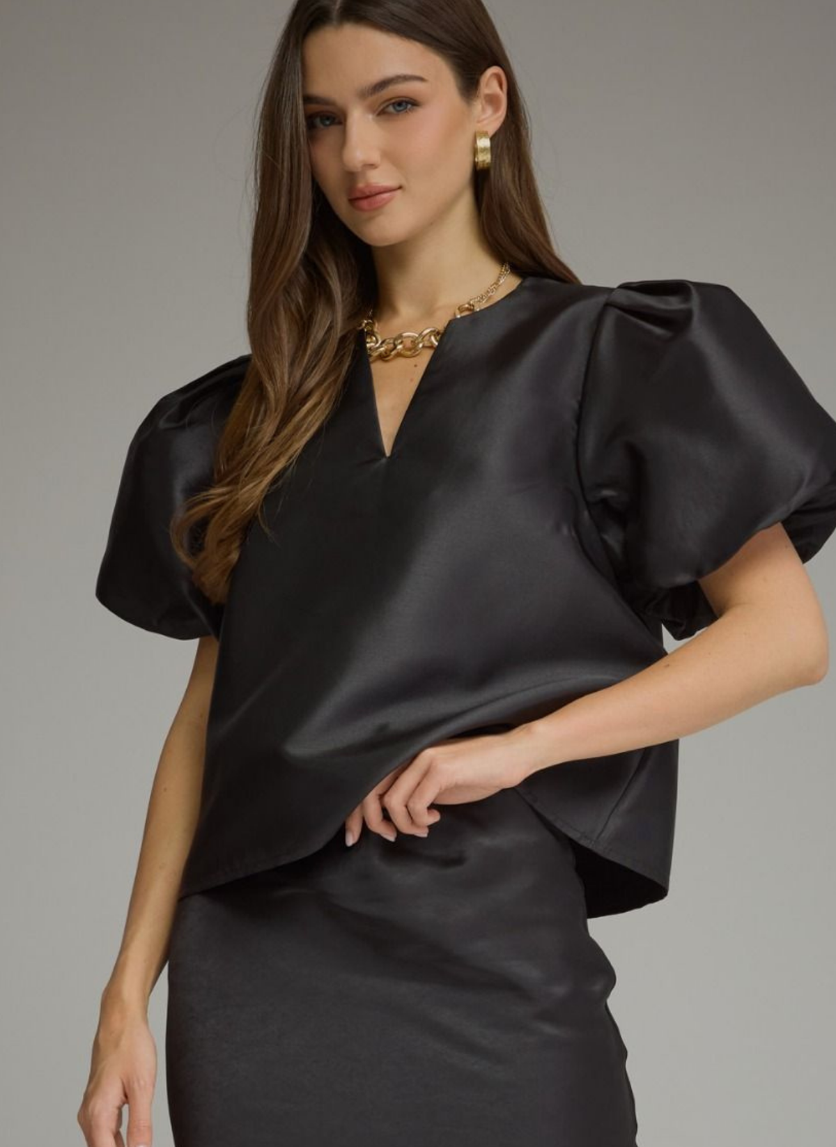 Timeless Sheen Puff Sleeve Top