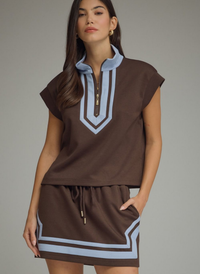 Two-Tone Trim Skort Set
