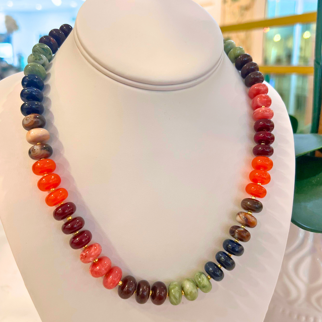 Marbled Rondelle Bead Necklace