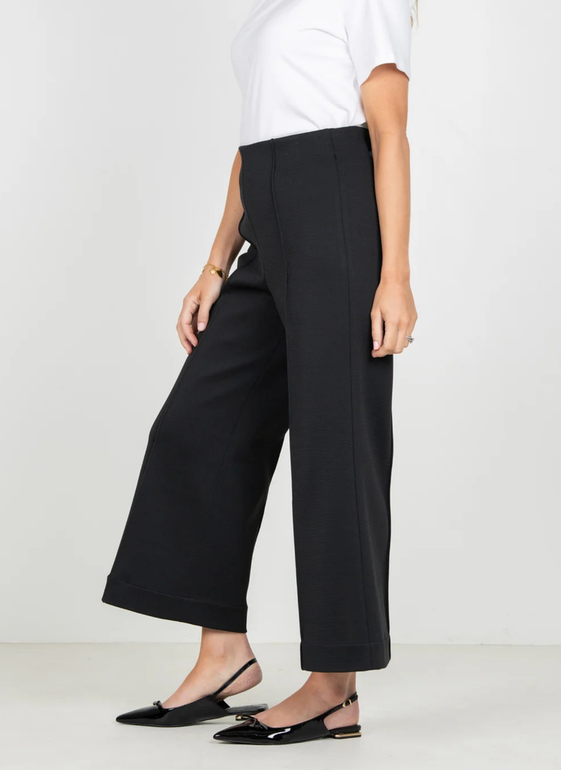 Cropped Knit Piper Pants - Black