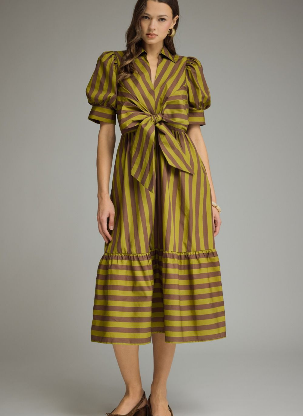 Modern Stripe Midi Dress