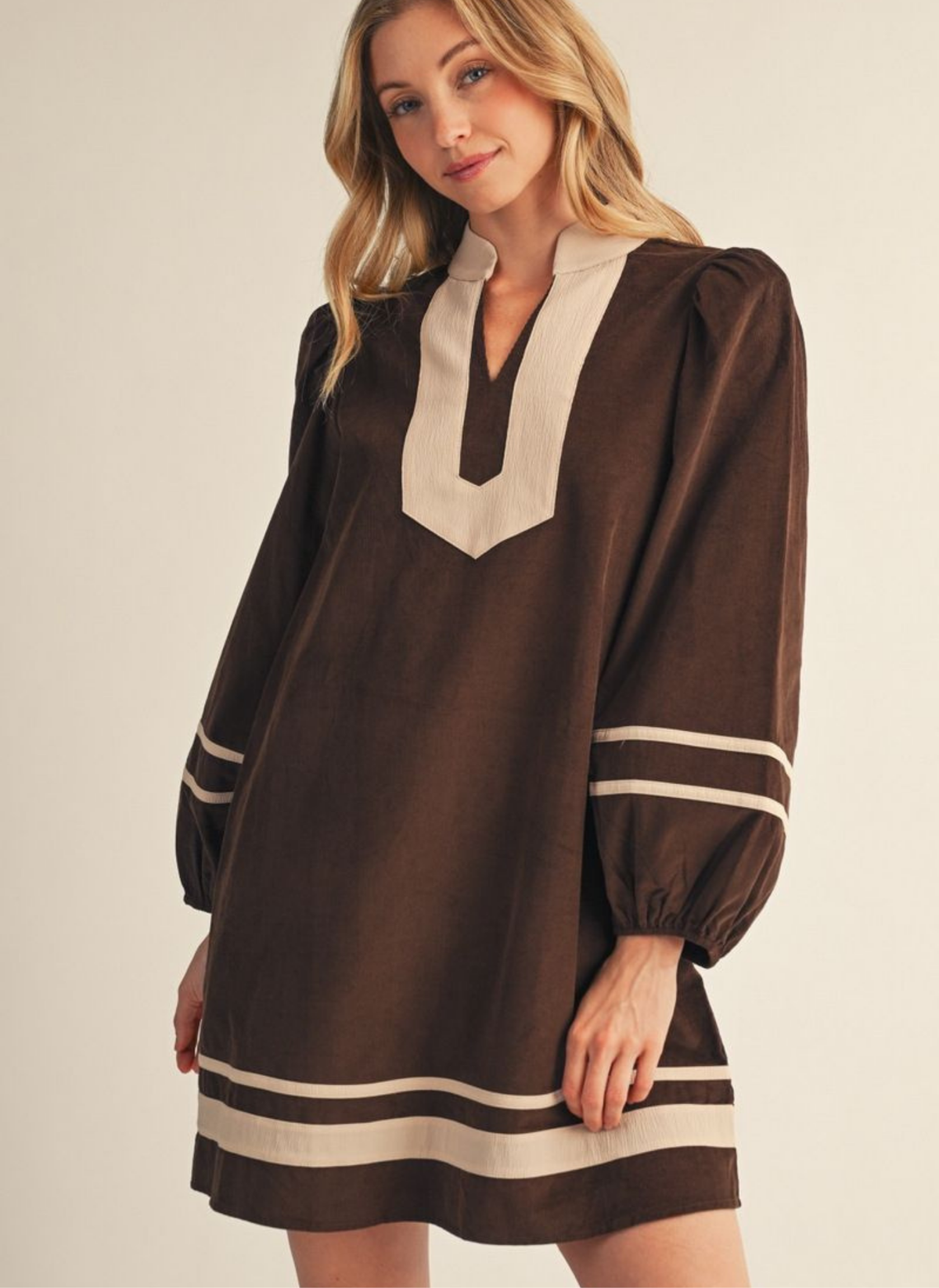 Corduroy Contrast Trim Dress