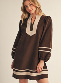 Corduroy Contrast Trim Dress