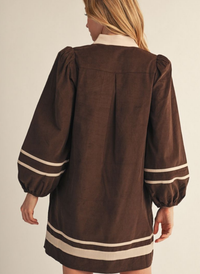 Corduroy Contrast Trim Dress