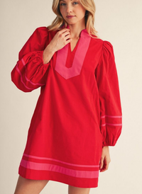 Corduroy Contrast Trim Dress