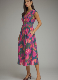 Watercolor Zip Midi Dress