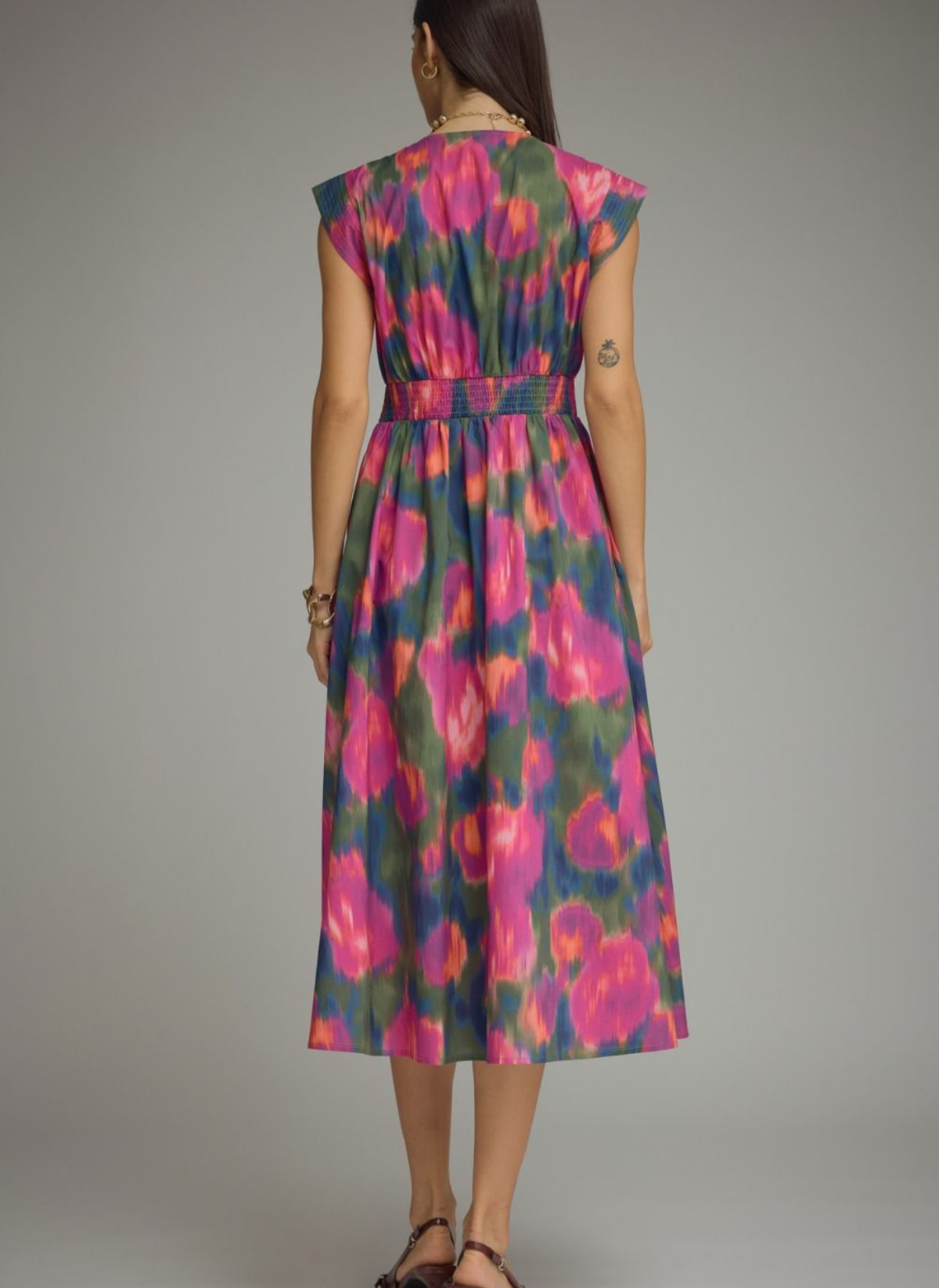 Watercolor Zip Midi Dress