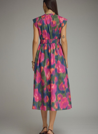 Watercolor Zip Midi Dress
