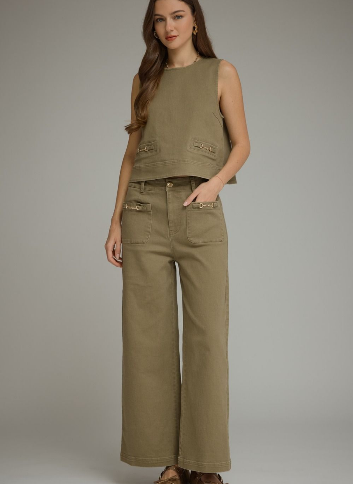 Buckle Detail Pant Set