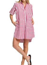 Clara Stripe Dress - Burgundy