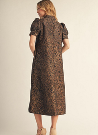 Leopard Jacquard Midi Dress