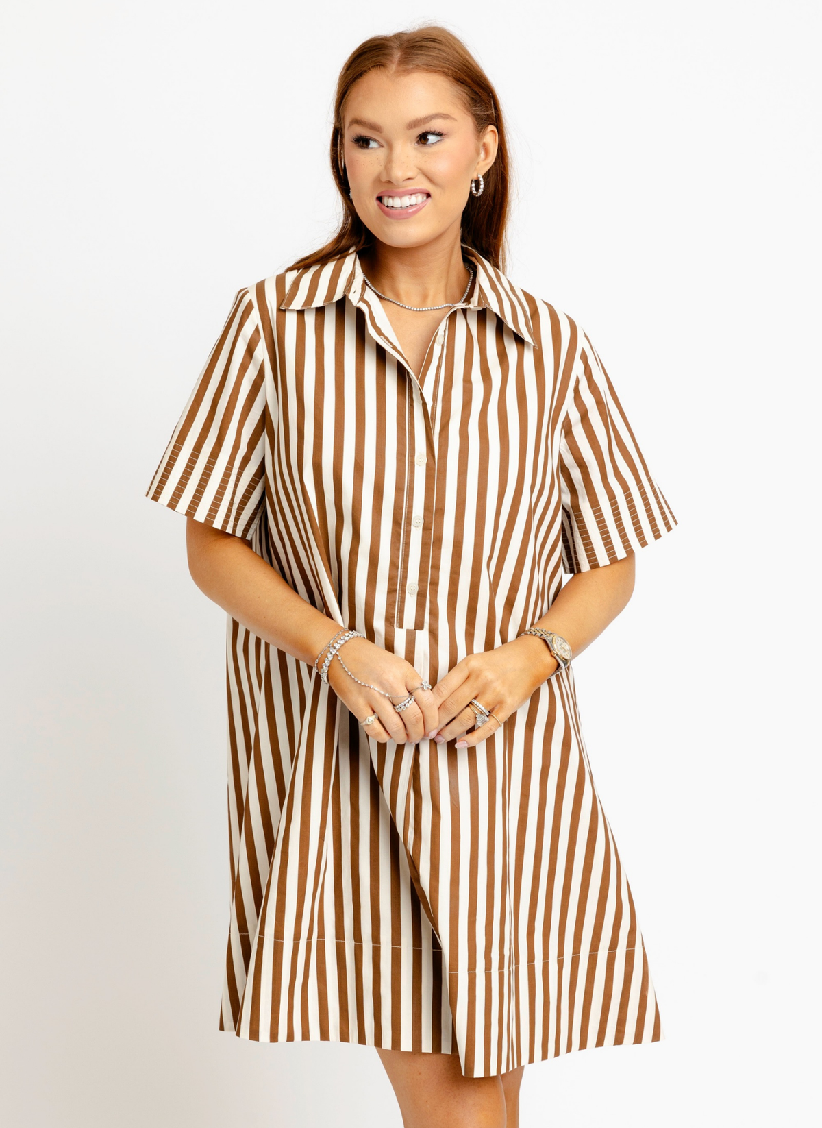 Stripe Poplin Shirt Dress