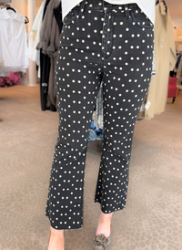 Crop Flare Polka Dot Denim