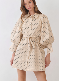 Polka Dot Statement Sleeve Mini Dress