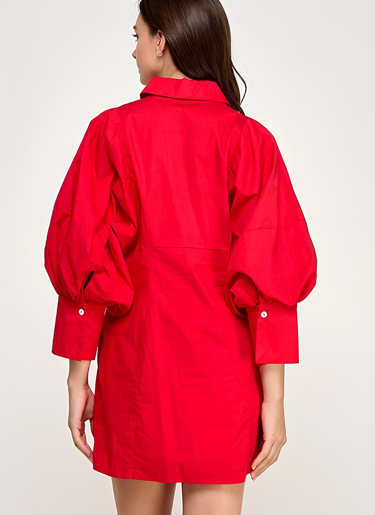 Solid Statement Sleeve Tie Mini Dress