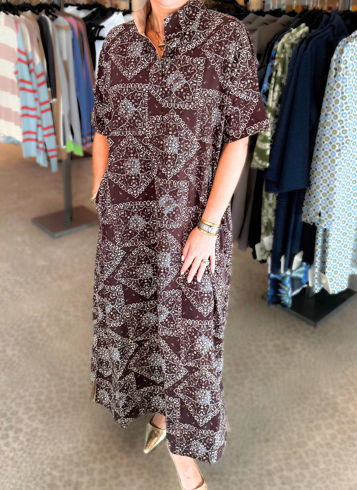 Bandana Print Midi Dress